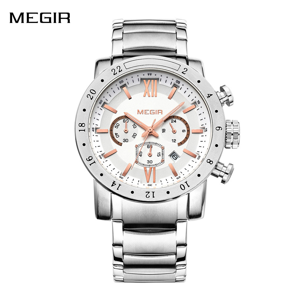 Smartwatch Digital Watches For Men - MEGIR Paslanmaz Çelik Erkekler için Günlük