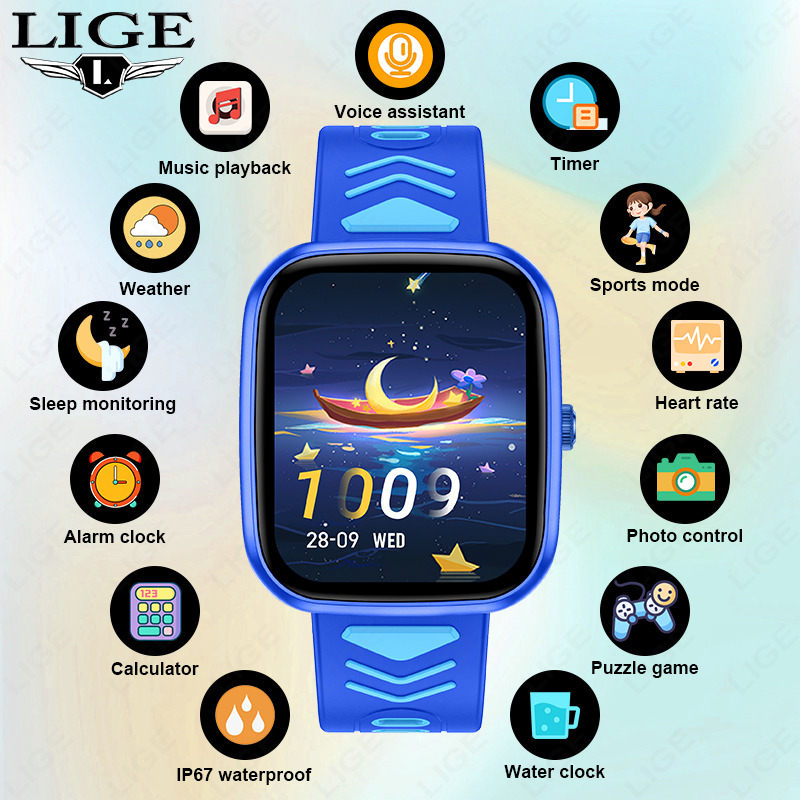 Smartwatch Watches Birthday Gift For Girls - LIGE Çocuk Akıllı Saati Oyun Su