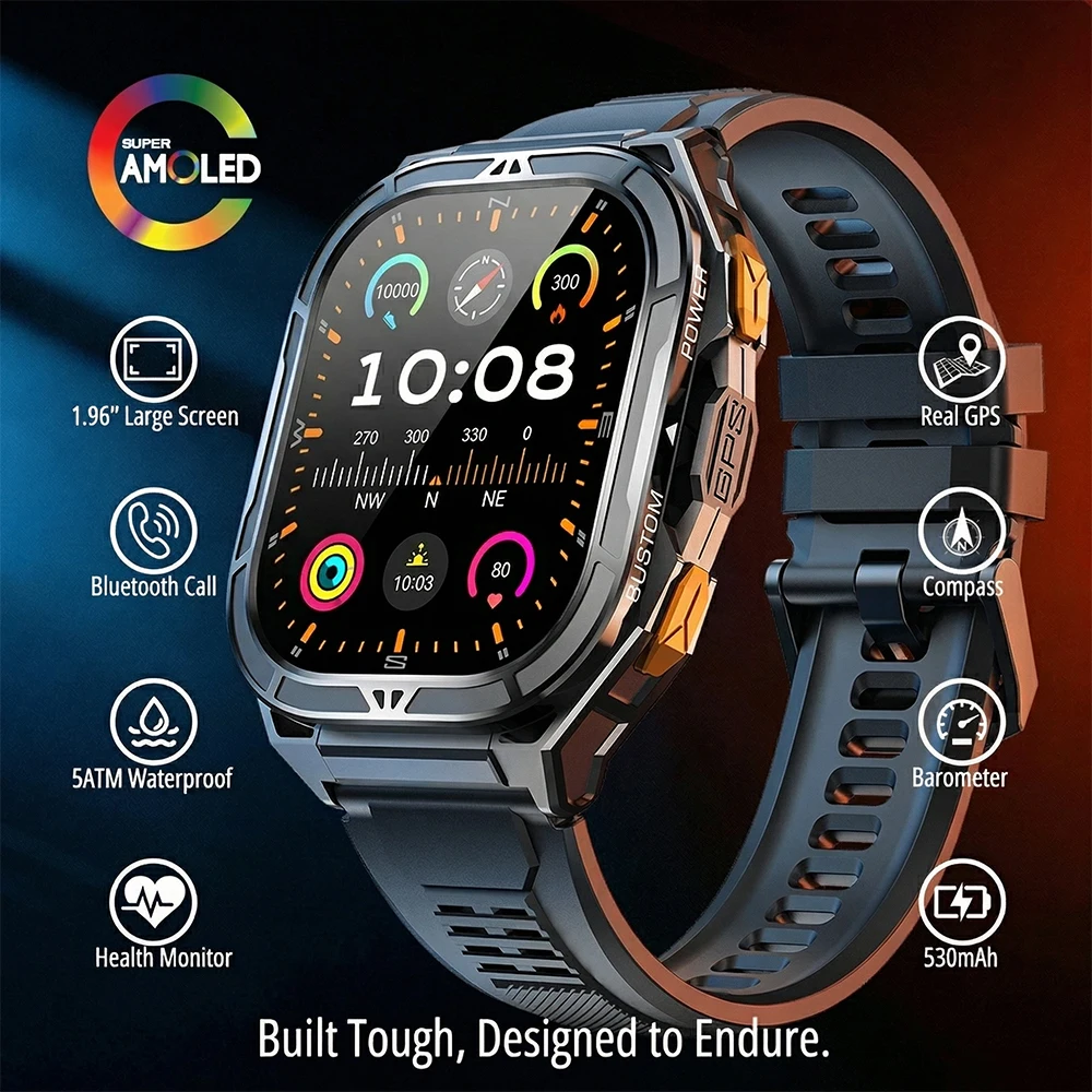 Smartwatch Watches For Men With Gps - Lüks AMOLED Akıllı Saat Gerçek GPS