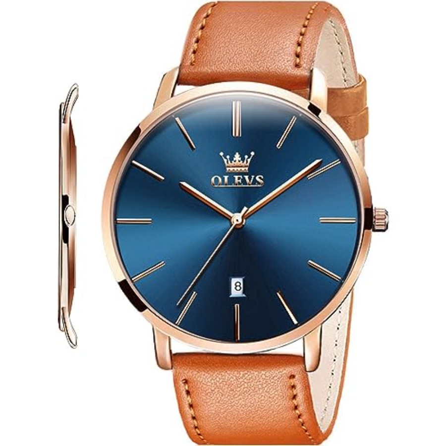 Smartwatch Digital Watches For Men - OLEVS Erkek Deri Saatler Siyah Ultra
