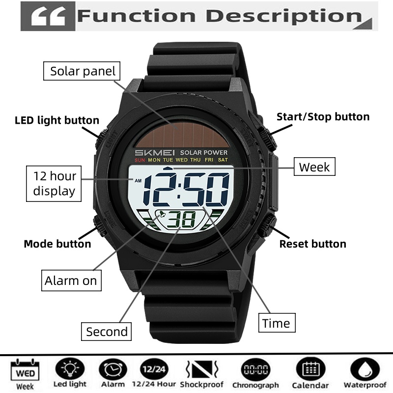 Skmei Güneş Enerjisi Dijital S - Tide Watch Surf incelemesi ve fiyatı