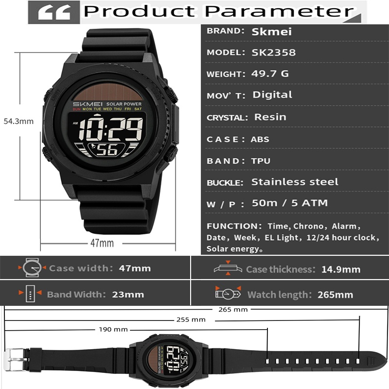 Skmei Güneş Enerjisi Dijital S - Tide Watch Surf incelemesi ve fiyatı