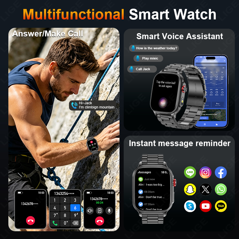 LIGE Yeni 1400mAh Büyük Pil Ak - Smartwatch Sports Watches For Women incelemesi ve fiyatı