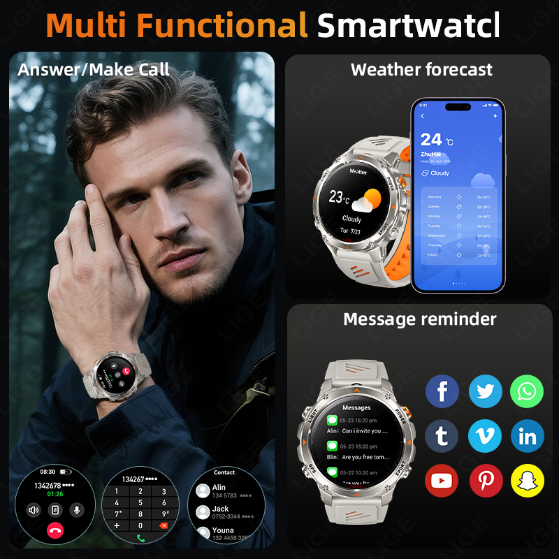 LIGE Sağlam GPS Takip Akıllı S - Smartwatch Watches For Men With Gps incelemesi ve fiyatı