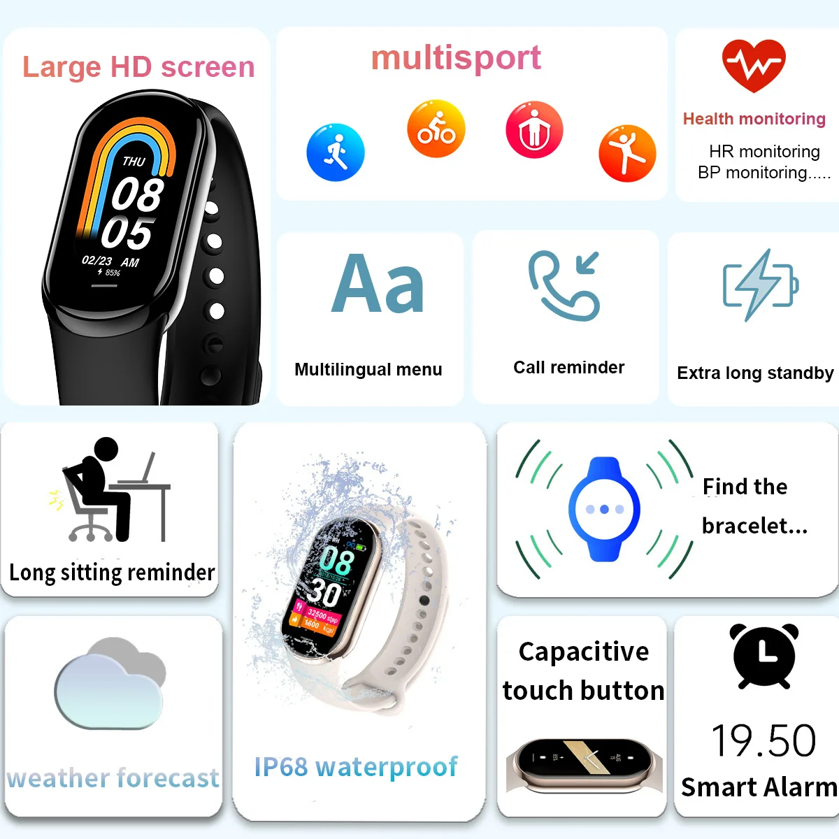 Yeni Orijinal Küçük M8 Band Ak - Smartwatch Watches Girls incelemesi ve fiyatı